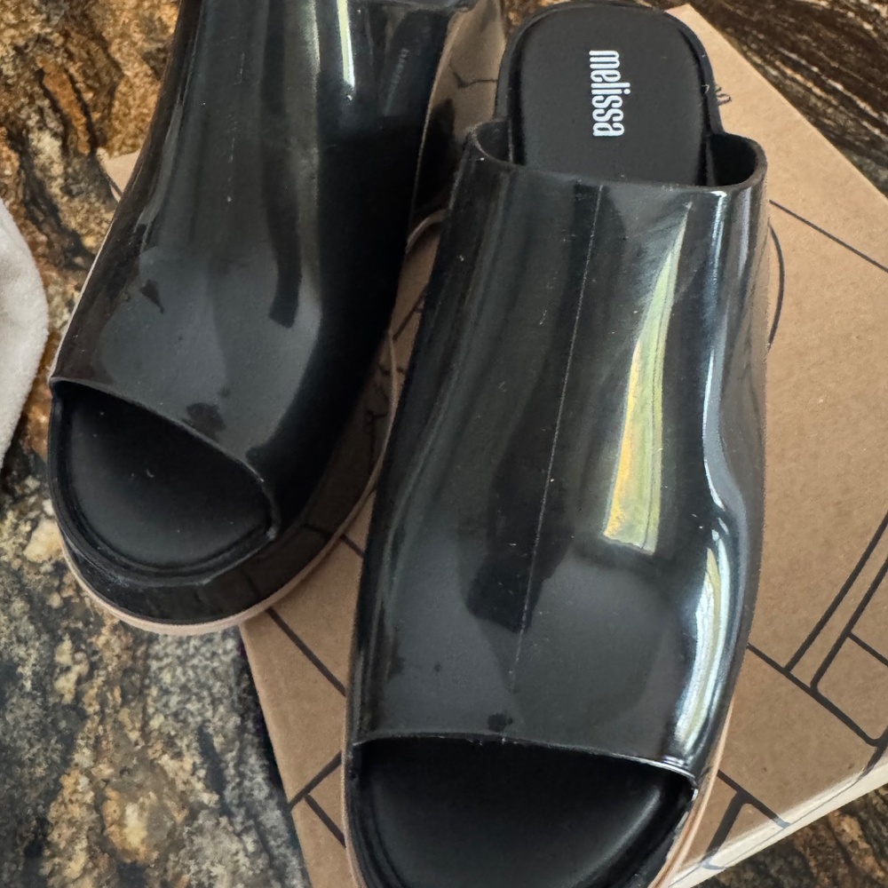 Melissa Platform Mules Black Patent vegan - Picture 8 of 11